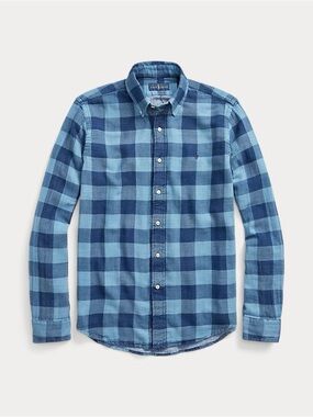Polo by Ralph Lauren Men’s Blue Classic Fit Plaid Double Faced Shirt sz L